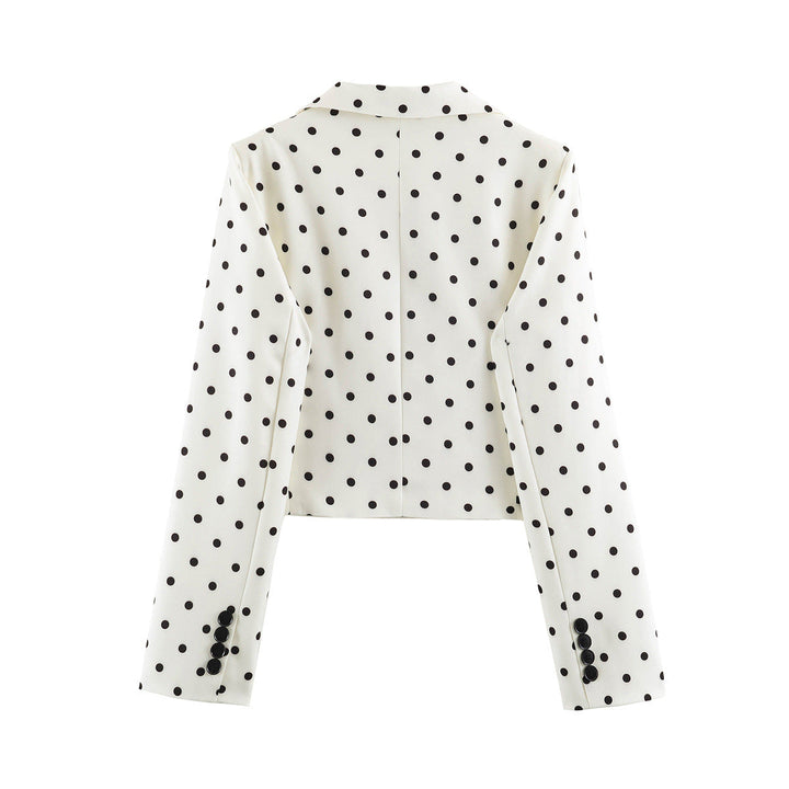 Dam Prickig Prick Kort Blazer med Notch Lapel och Patch Fickor