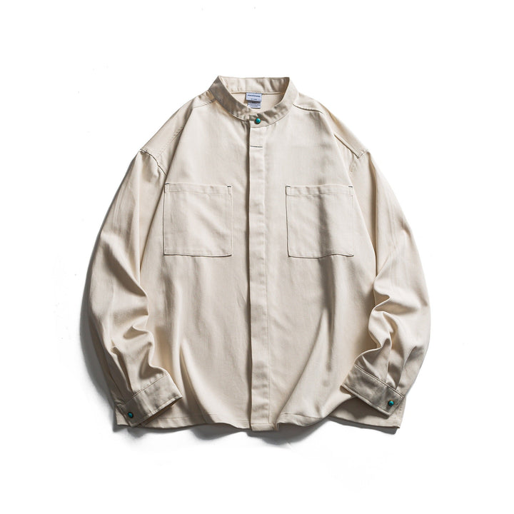 Herr Workwear overshirt med ståkrage och Dold knäppslå