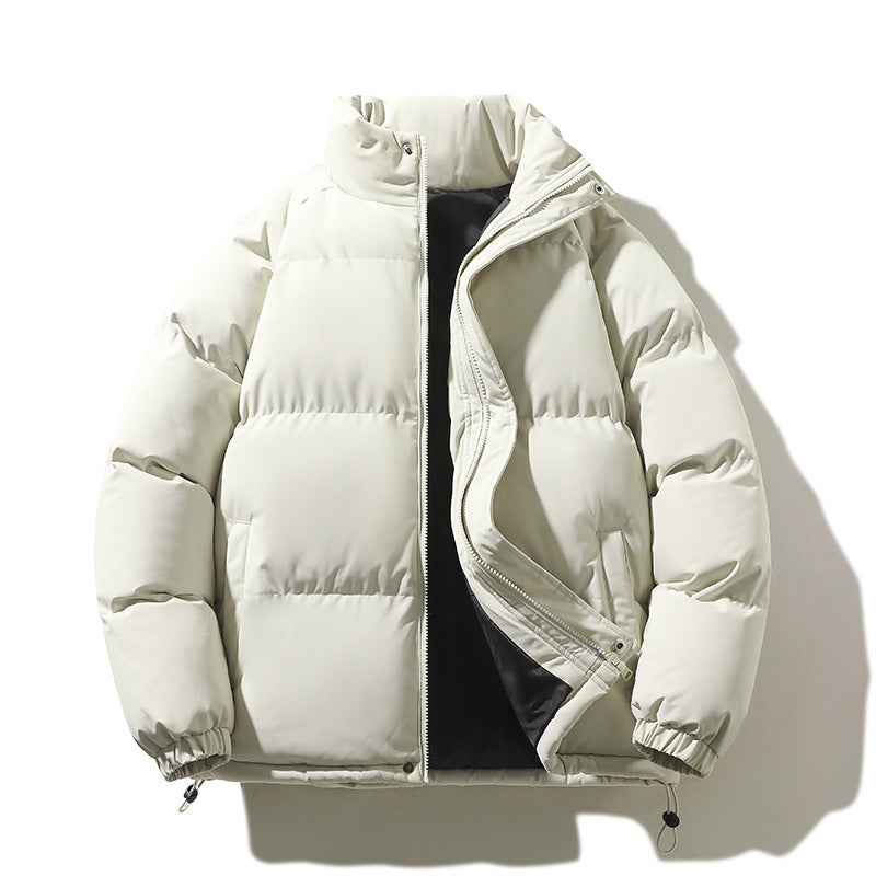Unisex vadderad kviltad jacka gjord Down Imitation med hög krage och dragsko