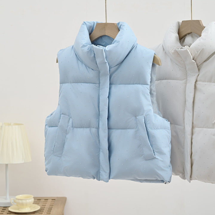 Dam Isolerad Sleeveless Vadderad Gilet med Quiltad Ståkrage