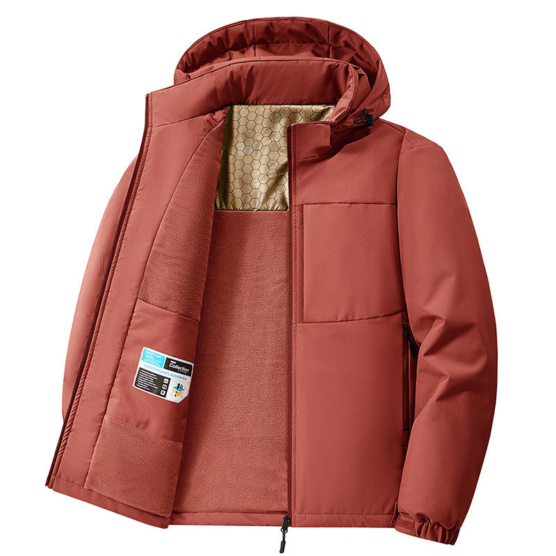 Herr Thermo Softshell Parka med Fleecefoder och Honeycomb Isolering Membrane