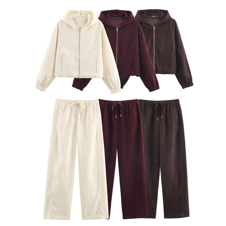 Dam Boxy med huva jacka in sammet look med hel Zip och Elastic fåll