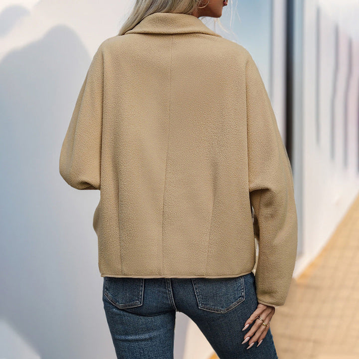 Dam Kort Skärning Teddy Fleece Jacka med Toggle Stängningar