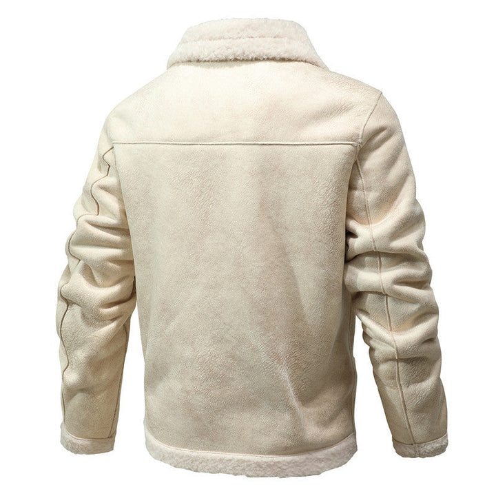 Herr sheepskin-inspired teddy fleece jacka med knäppslå och fickor med dragkedja