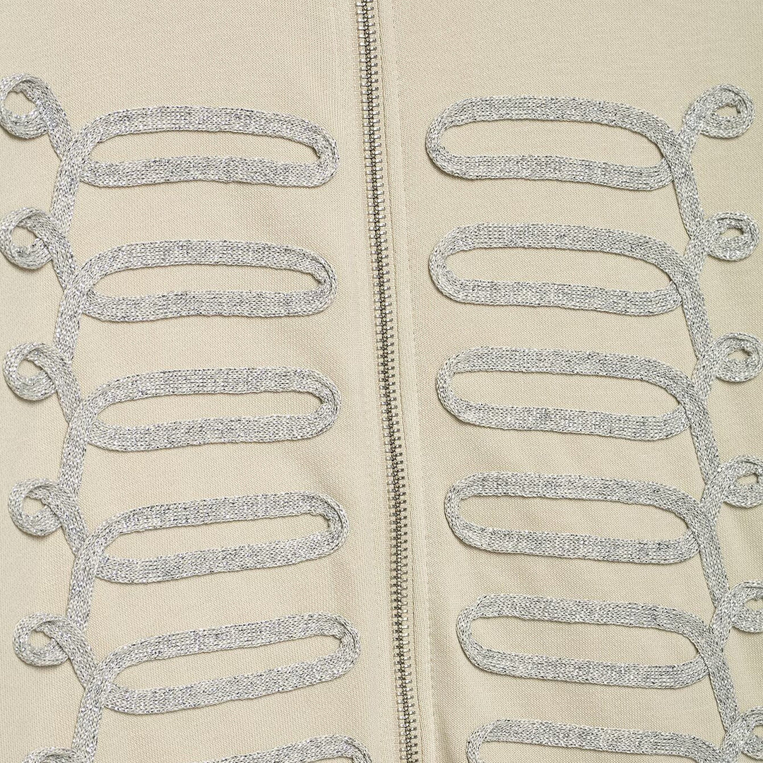 Dam zip jacka in military-inspired look med standing krage och dekorativ piping