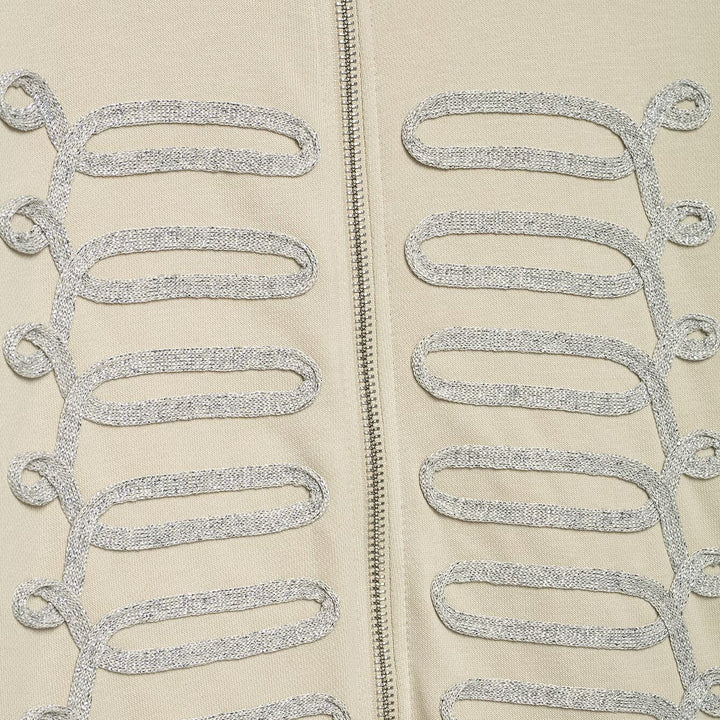 Dam zip jacka in military-inspired look med standing krage och dekorativ piping