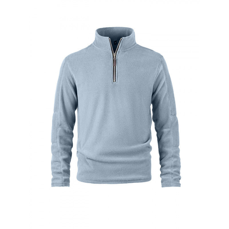 Herr Fleece Pullover med Halv Dragkedja och Ståkrage