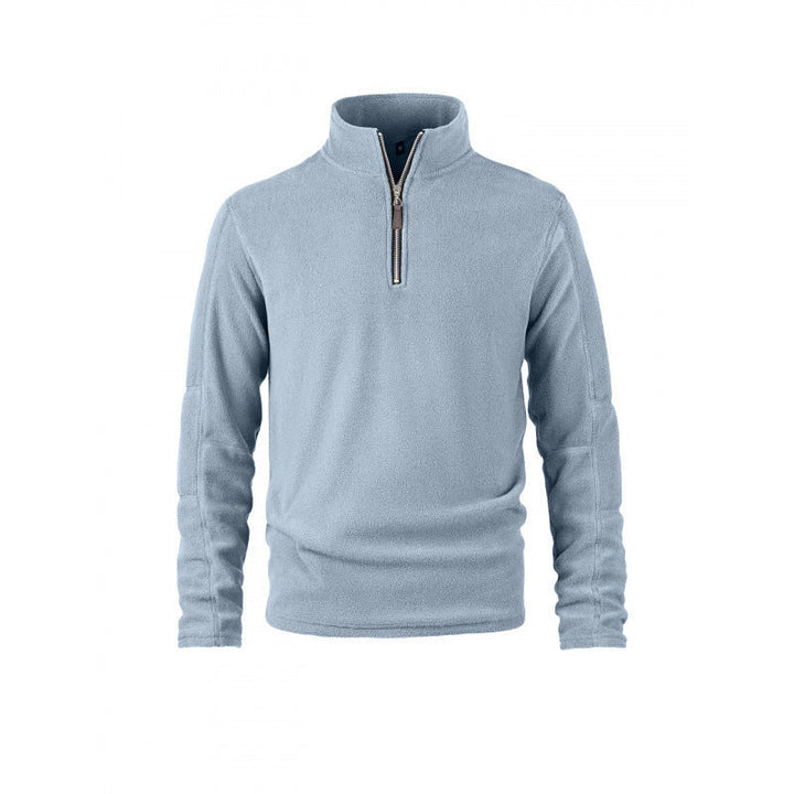 Herr Fleece Pullover med Halv Dragkedja och Ståkrage