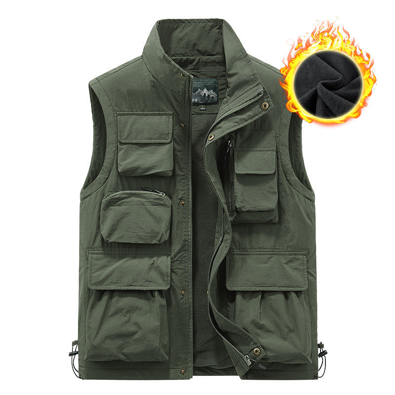 Herr Multifunctional Utomhus Väst med Teddy Fleecefoder och Numerous Fickor
