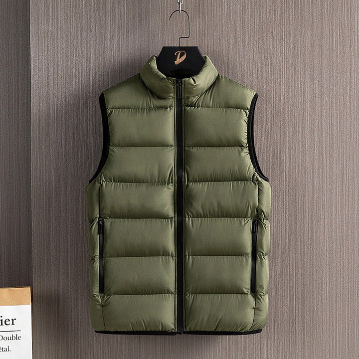 Herr Slim-Fit Ultra-Light Quiltad Termisk Väst med Hög Krage och Vattenavvisande Dragkedjor