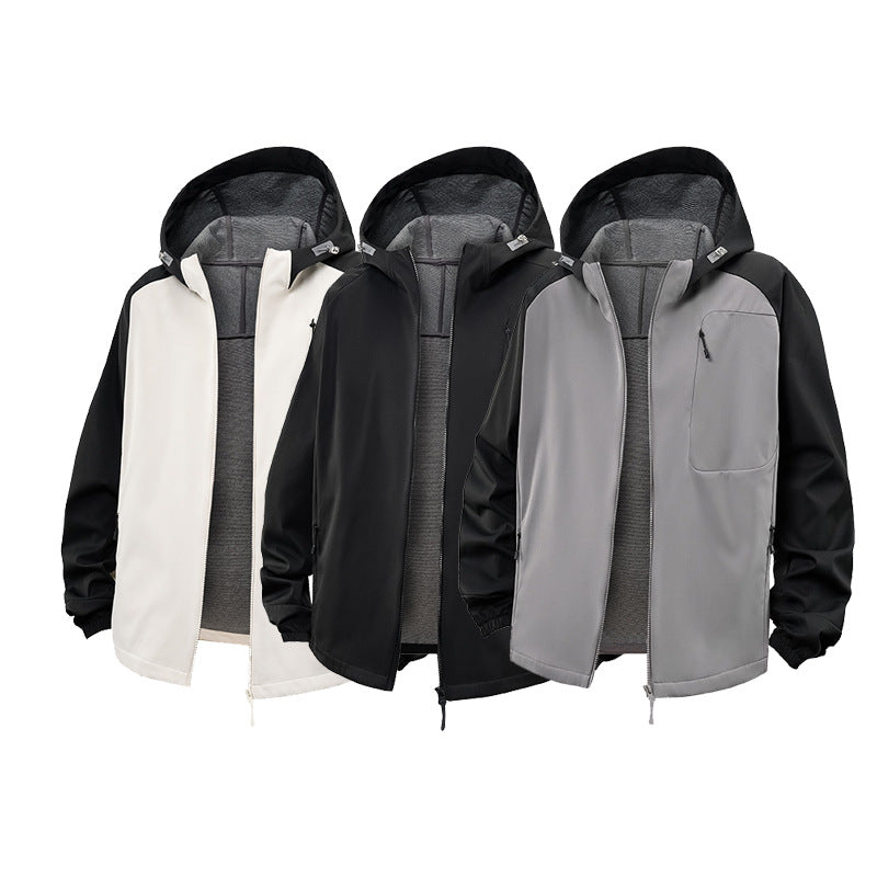 Herr Vattentät Softshell-Luvtröja Jacka med Fleece Foder, Vindtät och med Bröst Dragkedja Drune