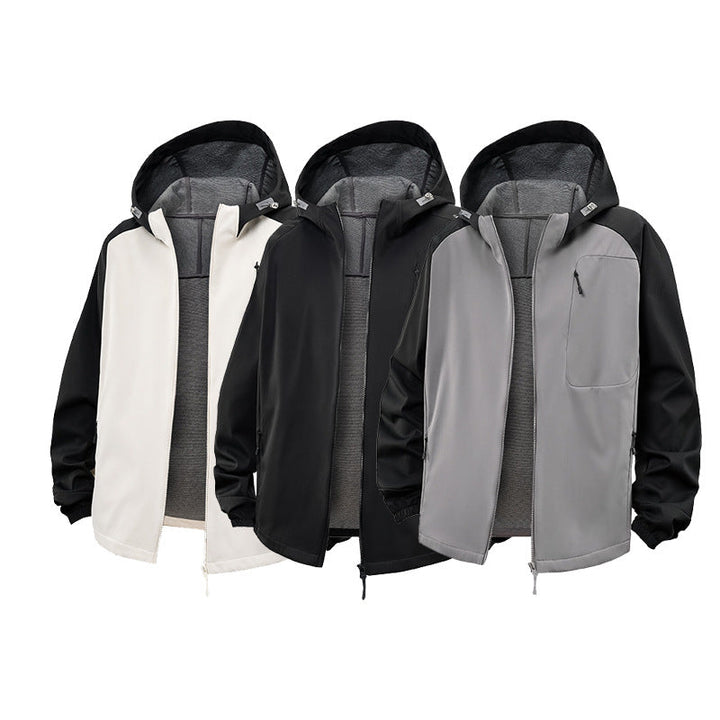 Herr Vattentät Softshell-Luvtröja Jacka med Fleece Foder, Vindtät och med Bröst Dragkedja Drune