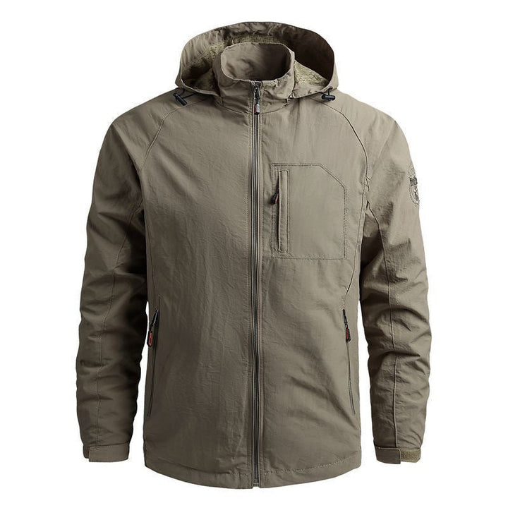 Herr Lätt Softshell Frilufts Jacka med Huva och Vattenavvisande Membran som Väl som Bröstficka