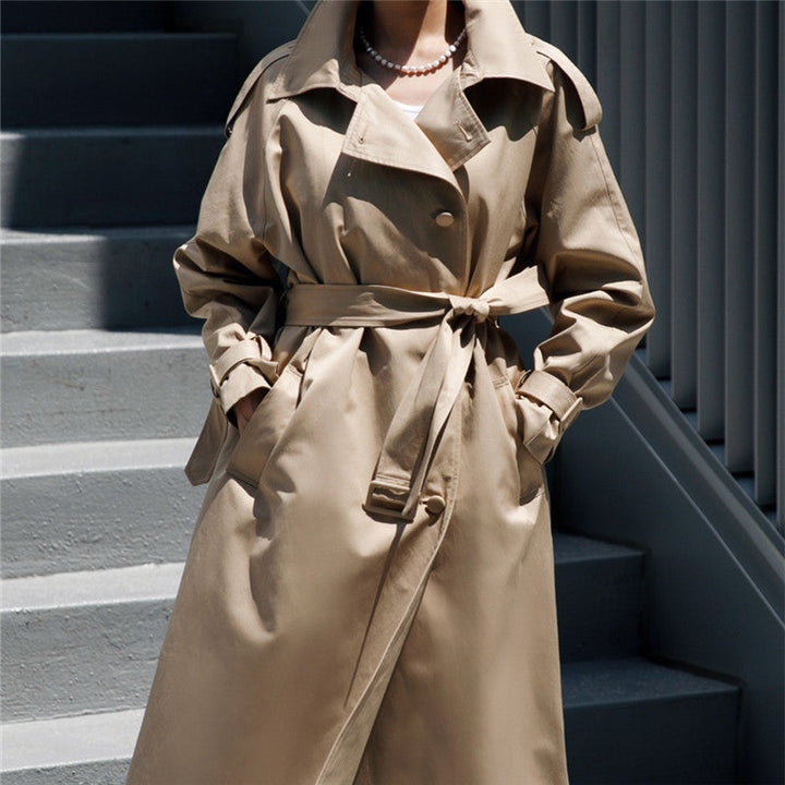 Dam oversized trenchcoat med bred Back fåll, Ties bälte och Storm Detail