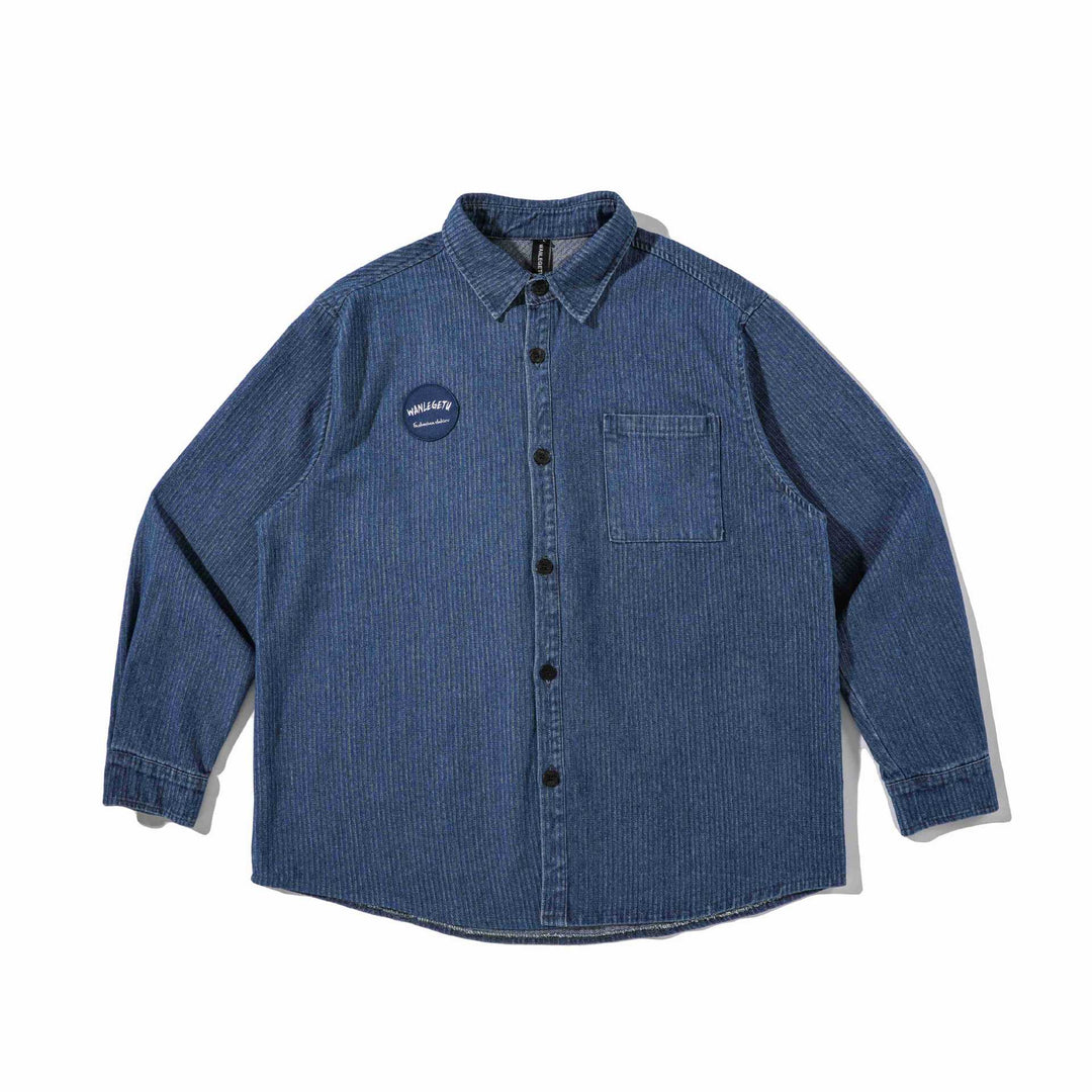 Herr robust Cord overshirt i Worker Stil med bröstficka