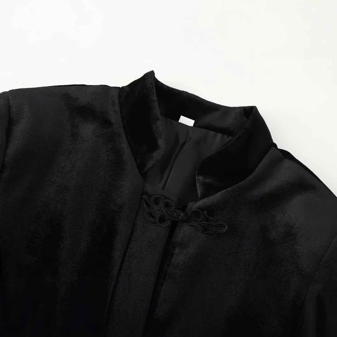 Dam Asymmetrisk Kort Jacka med Stå Krage, Drawstring Closures och Tassel Nederkant
