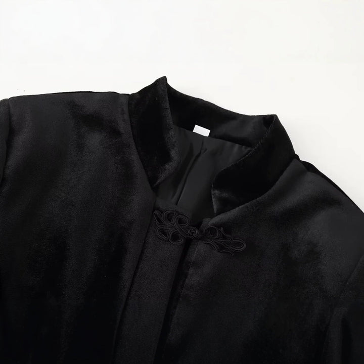 Dam Asymmetrisk Kort Jacka med Stå Krage, Drawstring Closures och Tassel Nederkant