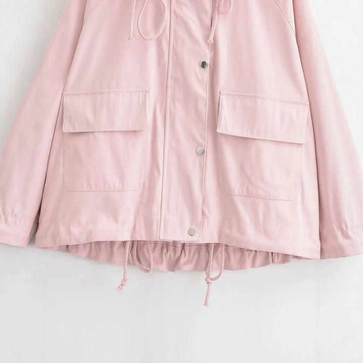 Dam Utility Parka i Boxig Skärning med Huva, Drawstring, och Patch Lock Fickor