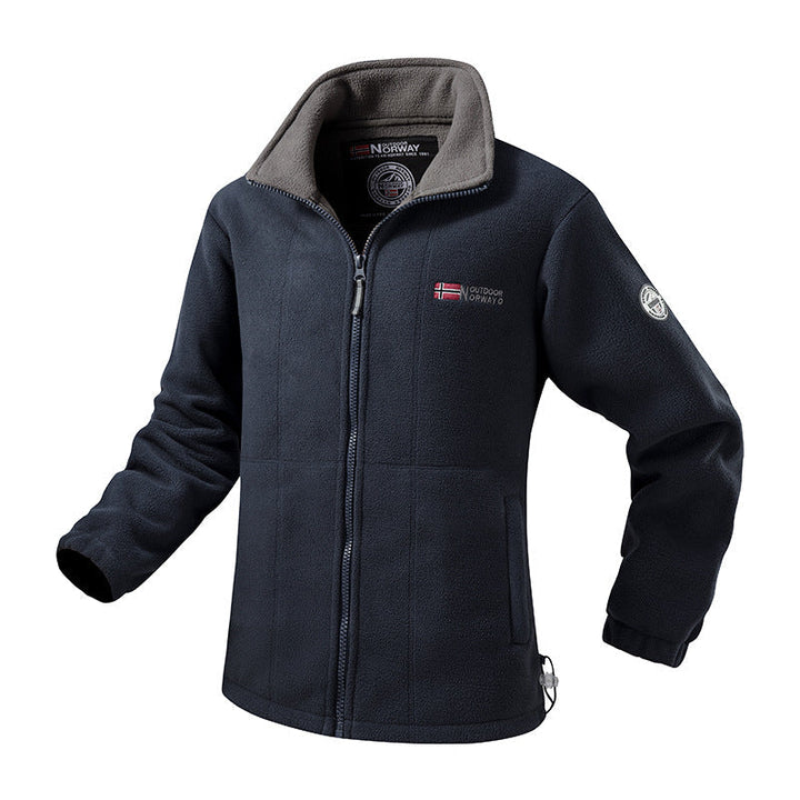 Herr Robust Trekking Fleece Jacka med Hög Ståkrage, Fullängd Dragkedja &amp; Praktisk Sidofickor
