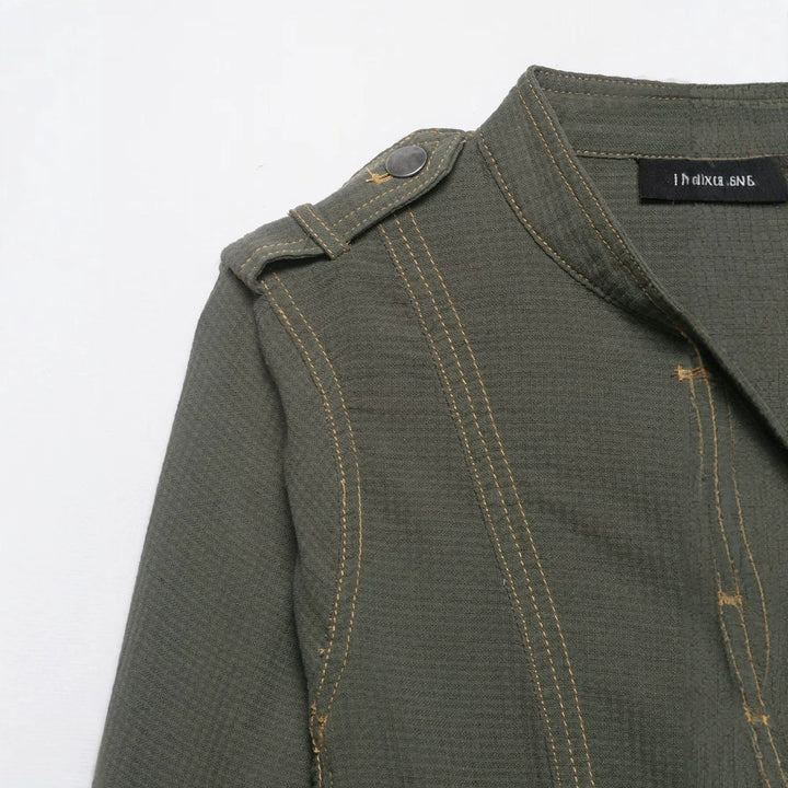 Dam Kort Utilityjacka med Stå Krage, Shoulder Flaps och Applied Lock Fickor