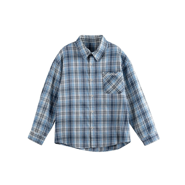 Unisex Ledig Flanell Buttondown i Overshirt Skärning med Rounded Fåll