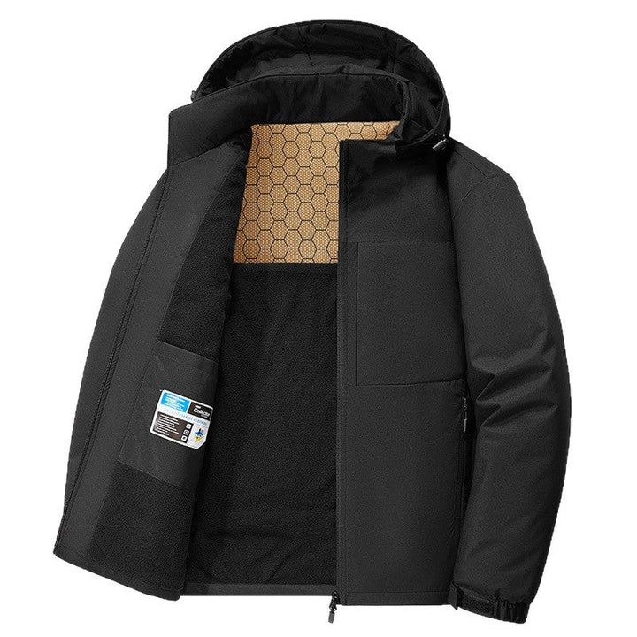 Herr Thermo Softshell Parka med Fleecefoder och Honeycomb Isolering Membrane