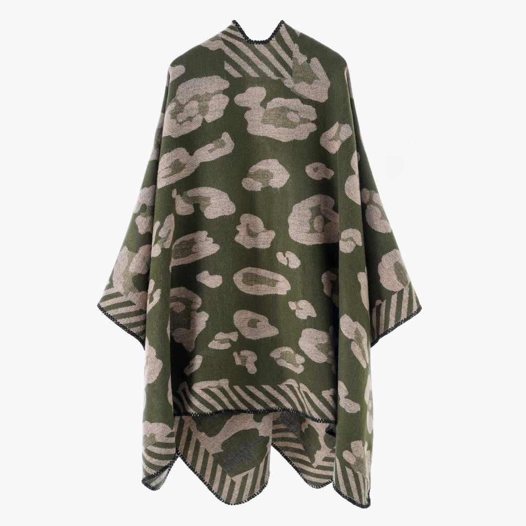 Dam Structured Jacquard capeponcho i oversized passform med Contrasted Overlock Edge