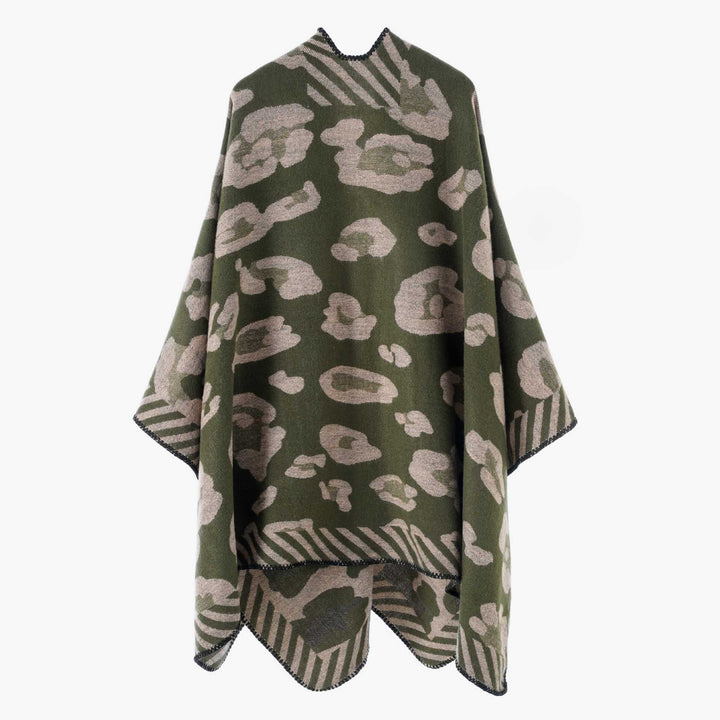 Dam Structured Jacquard capeponcho i oversized passform med Contrasted Overlock Edge