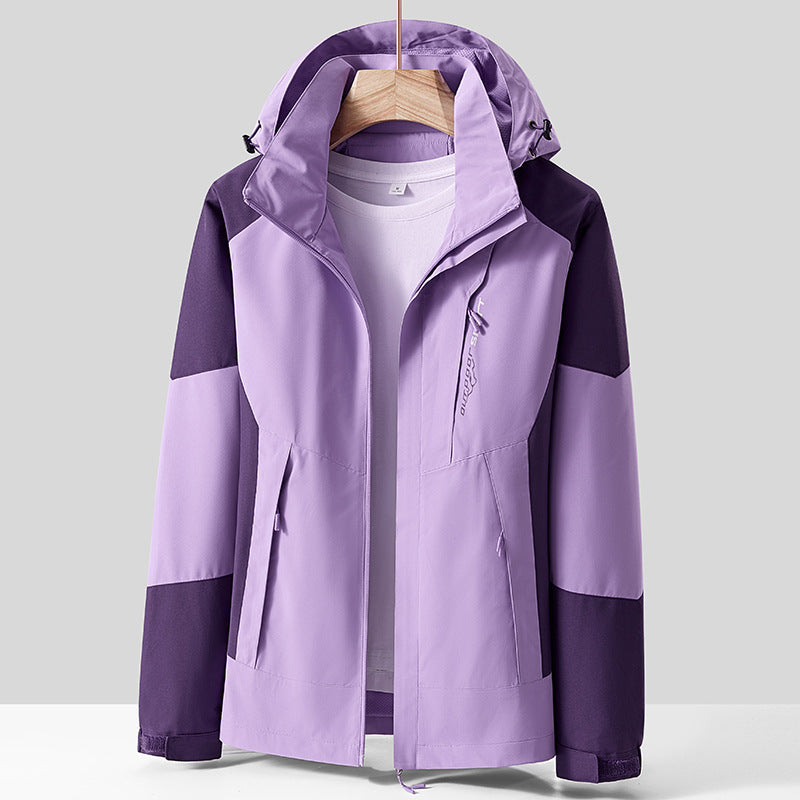 Unisex andningsbar softshell utomhusjacka in Colorblock design med justerbar huva och dold två-Way dragkedja