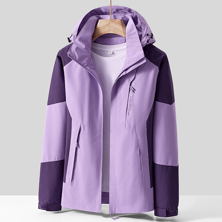 Unisex andningsbar softshell utomhusjacka in Colorblock design med justerbar huva och dold två-Way dragkedja