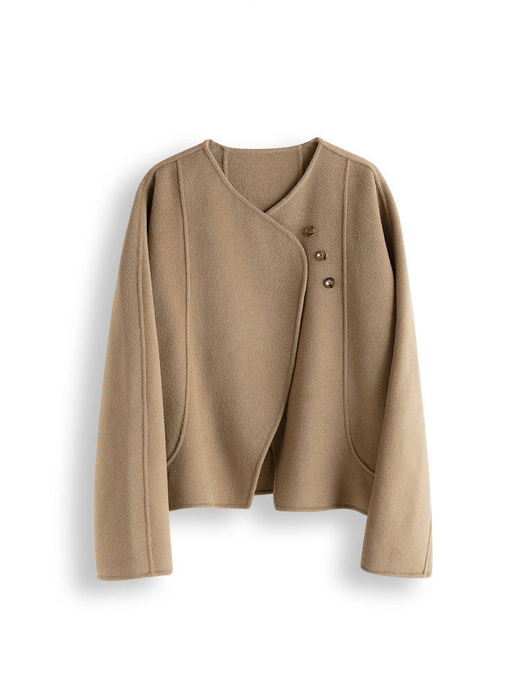 Dam elegant och cozy jacka med asymmetrical skärning Drune