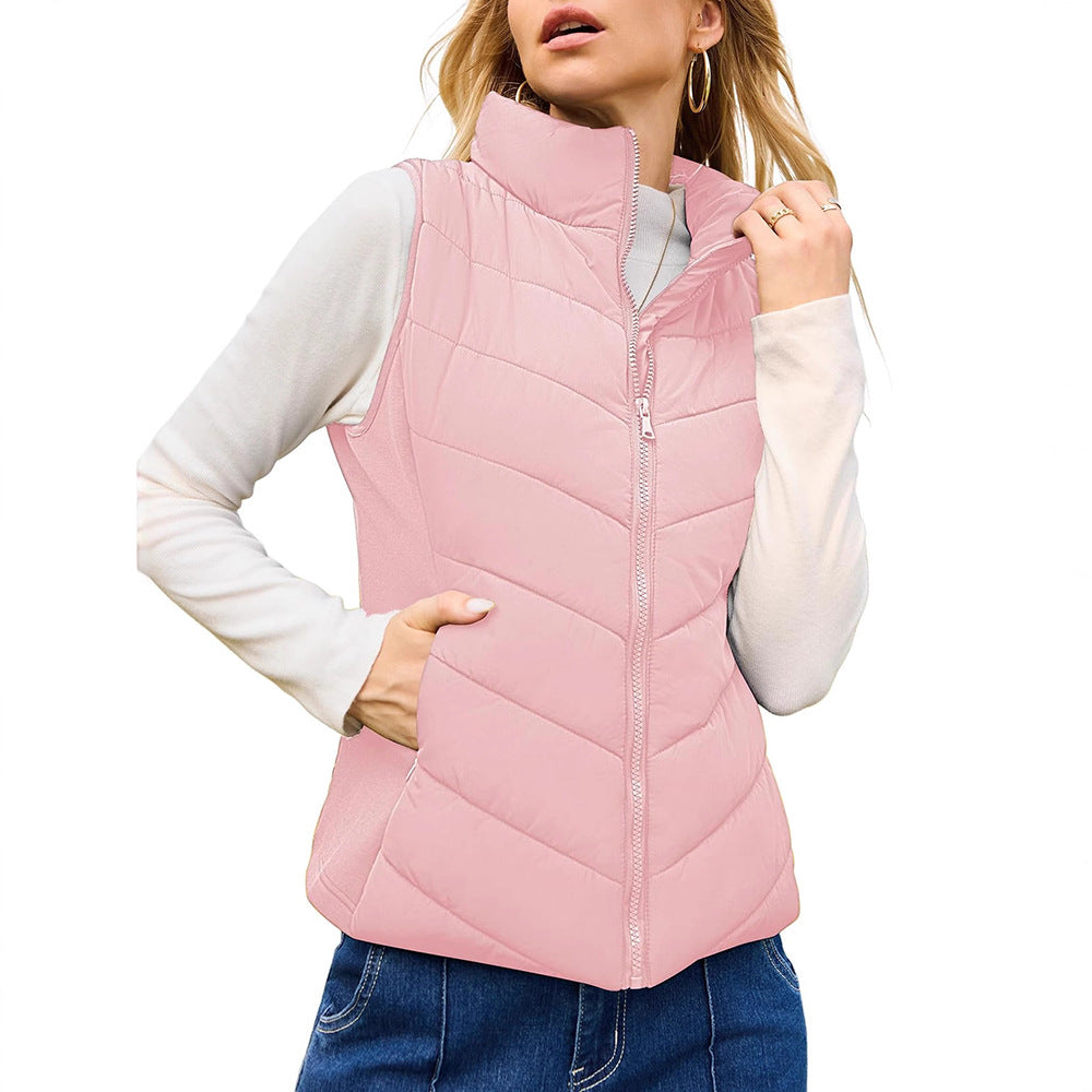 Dam vadderad waistcoat med hög ståkrage