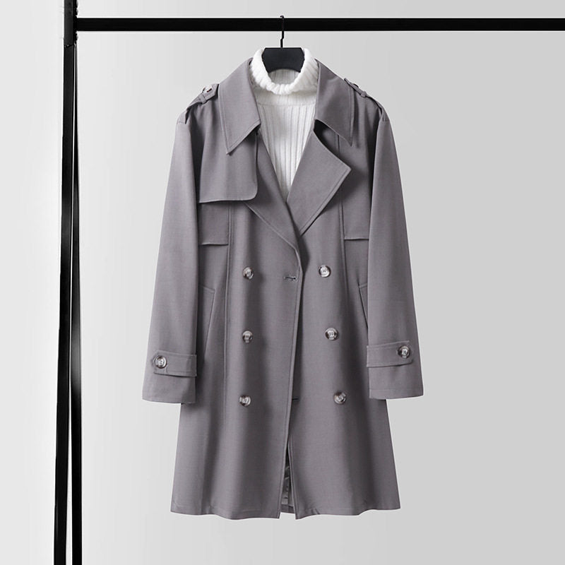 Dam Double-Breasted trenchcoat med vid Shawl krage och Epaulettes