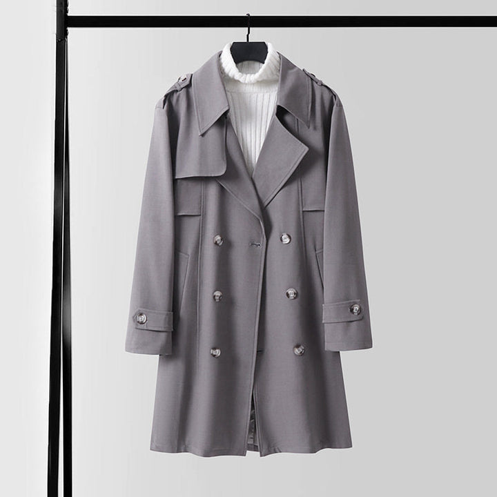 Dam Double-Breasted trenchcoat med vid Shawl krage och Epaulettes