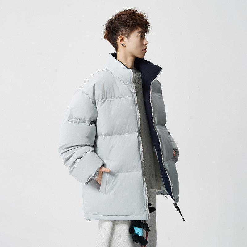Herr Short Skärning Oversized Quiltad Jacka med Hög Krage