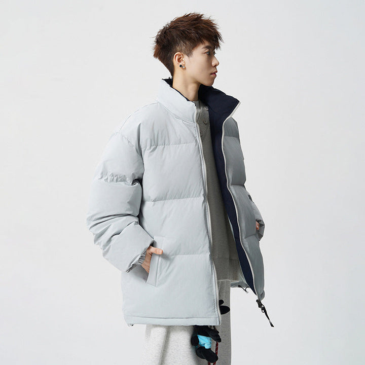 Herr Short Skärning Oversized Quiltad Jacka med Hög Krage