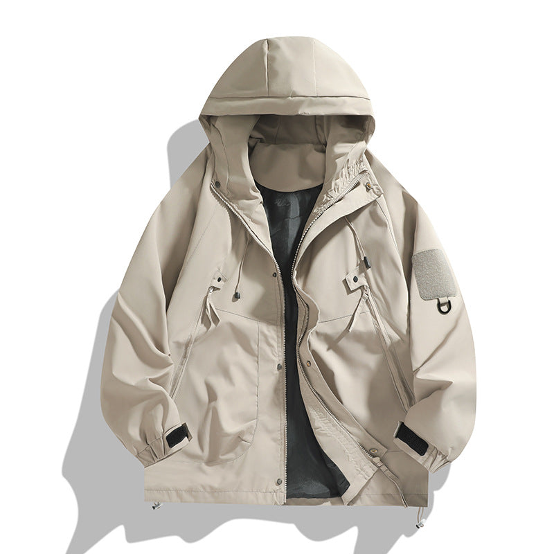 Herr Andningsbar Utility Luvtröja Jacka med Concealed Dragkedja, Multi Fickor, och Adjustable Ärm Muddar