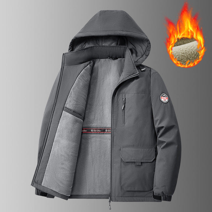 Herr Vind och Vatten Resistent med huva parka med mjuk fleecefoder och flera-funktionell Fickor