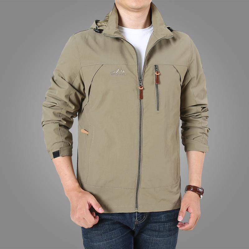 Herr Lätt Softshell Utomhus Jacka med Huva, Vind och Vattenavvisande Skal och Multifunctional Fickor