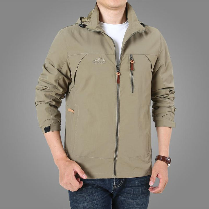Herr Lätt Softshell Utomhus Jacka med Huva, Vind och Vattenavvisande Skal och Multifunctional Fickor
