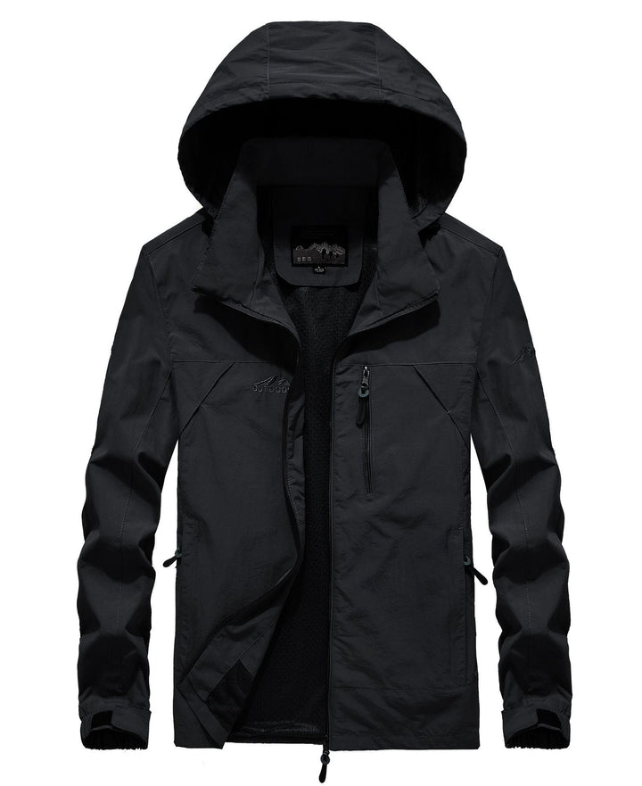 Herr Lätt Andningsbar Softshell Trekking Jacka med Huva och Mesh Foder