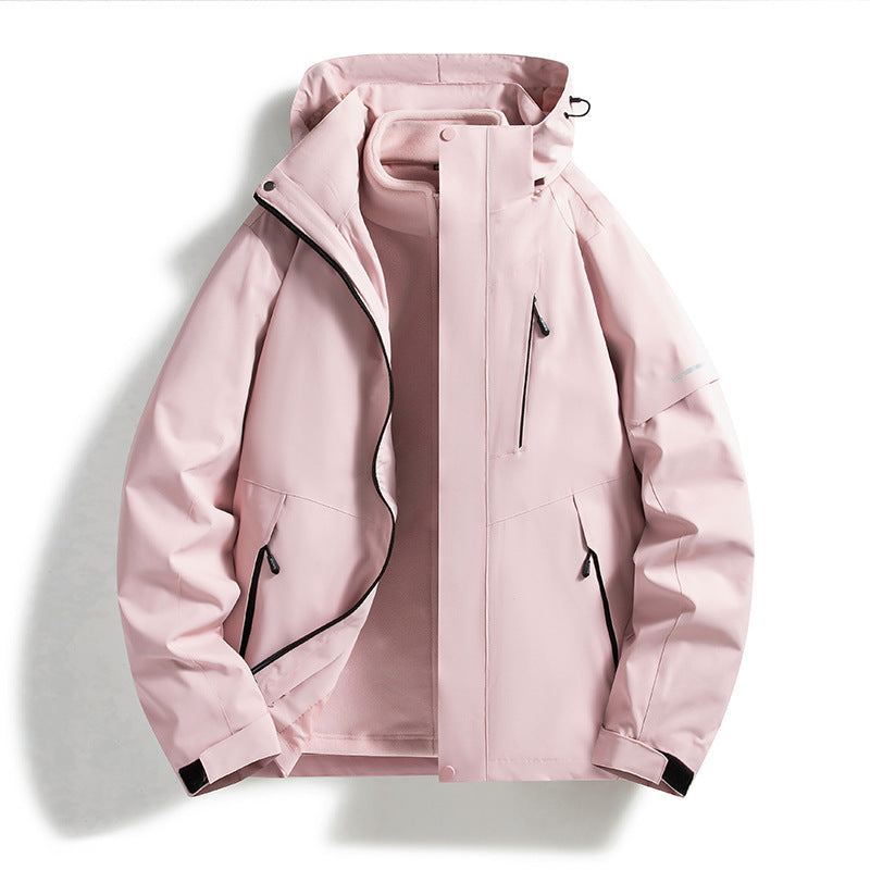 Dam weatherproof softshell ski jacka med fleecefoder och huva