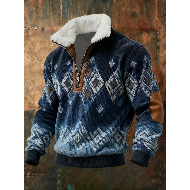 Herr Urban Fleece Pullover med Tree Motif