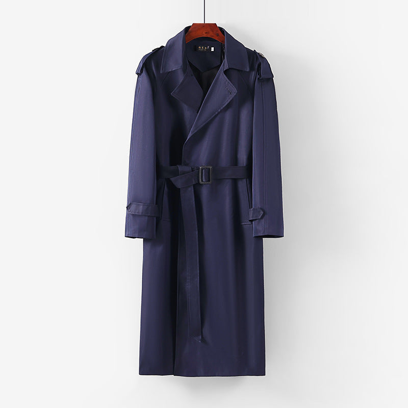 Unisex längre minimalistisk trenchcoat med bälte och shoulder epaulets