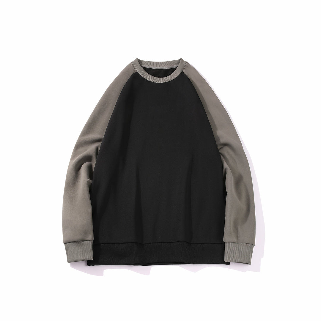 Herr Raglan College-Tröja med Contrast Ärmar, Mjuk Fleece Foder, och Ribbad Fåll