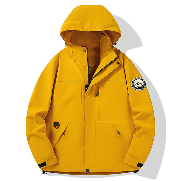 Dam vattentät hardshell utomhusjacka med huva och multifunction fickor