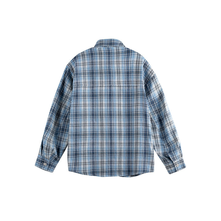 Unisex Ledig Flanell Buttondown i Overshirt Skärning med Rounded Fåll