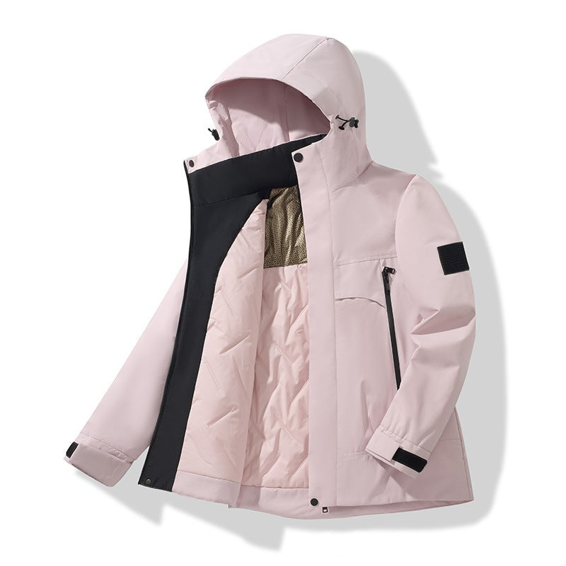 Unisex Isolerad Softshell Parka med Avtagbar Huva och Termisk Foder