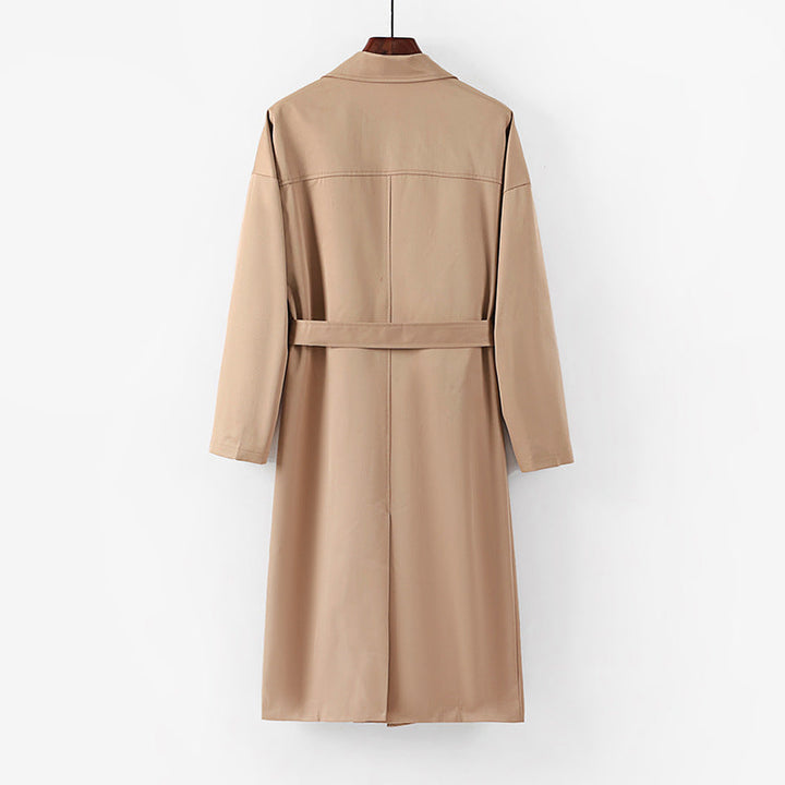 Dam lång modell trenchcoat med midjebälte och Dropped Lapel