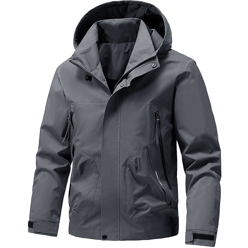 Herr ventilerande softshell utomhusjacka med vindtät Membran, justerbar huva och fickor med dragkedja
